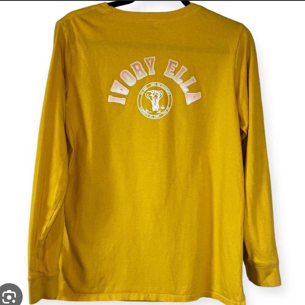 IVORY ELLA 🐘 YELLOW PINK ORGANIC COTTON LONG SLEEVE ELEPHANT T-SHIRT Women’s XXL